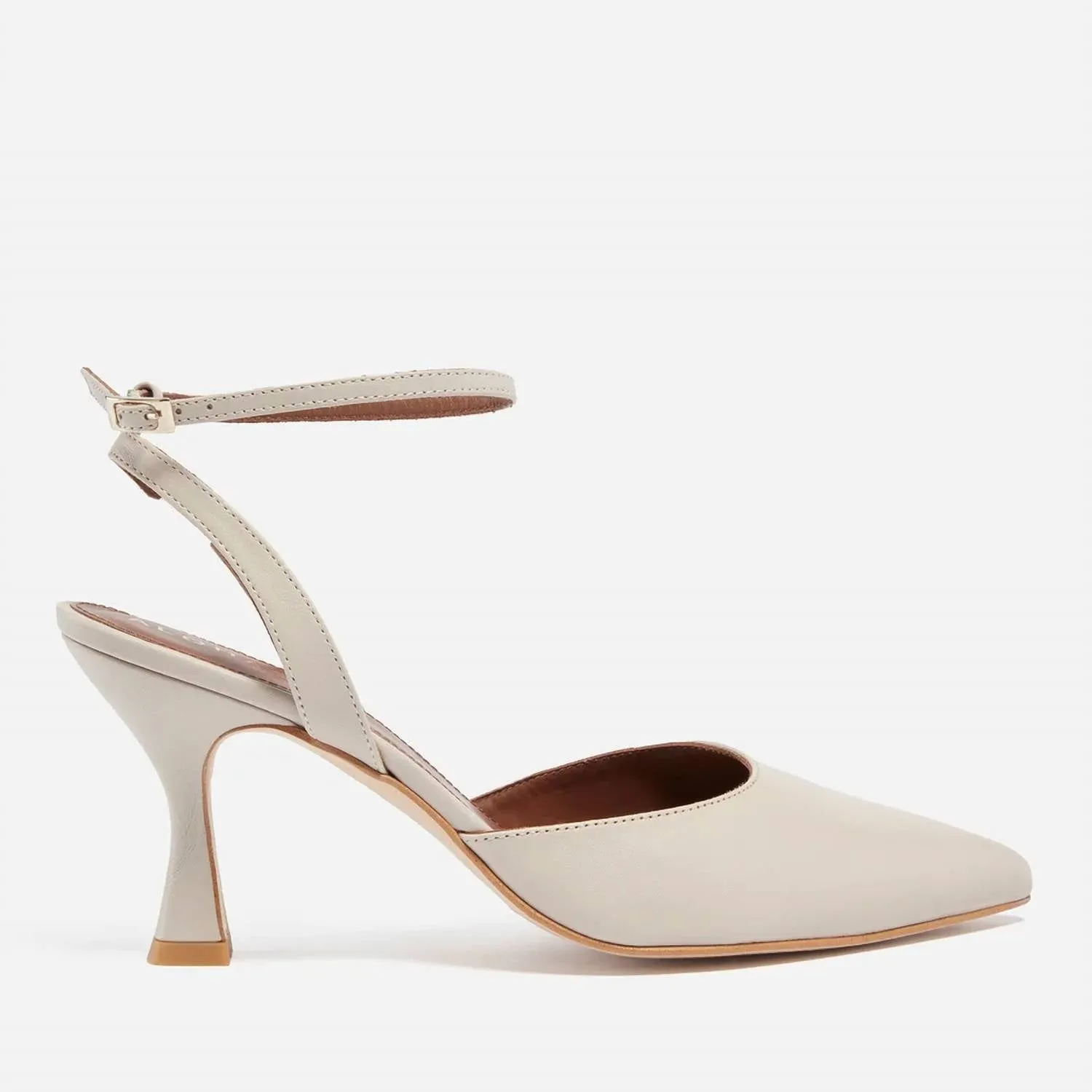 Women's Cinderella Leather Heeled Pumps In Stone Grey