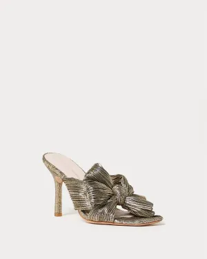 Women's Claudia Pleated Bow Mule Sandal In Gold