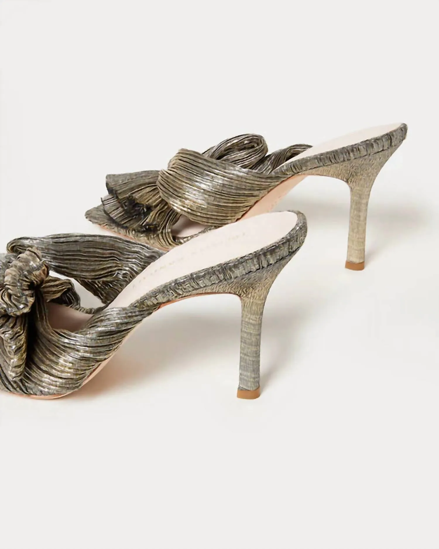 Women's Claudia Pleated Bow Mule Sandal In Gold