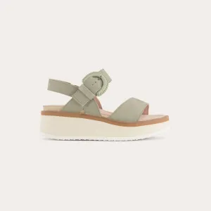 Women's Crepe Leather Sandals In Sage Nubuck W/ Off White Sole
