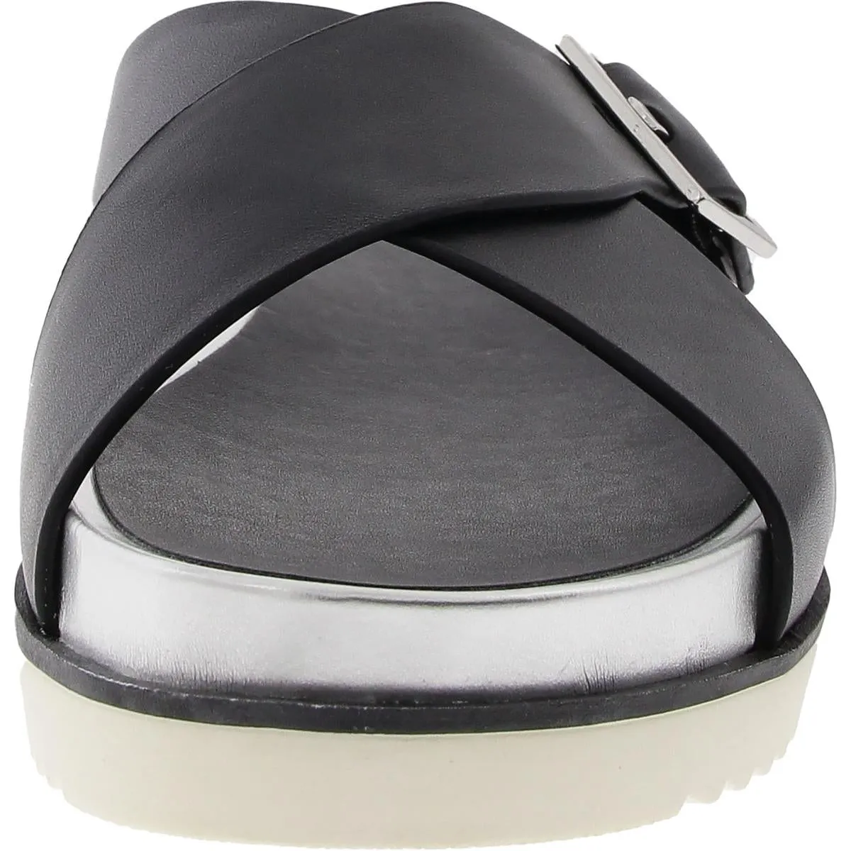 Womens Criss-Cross Manmade Slide Sandals