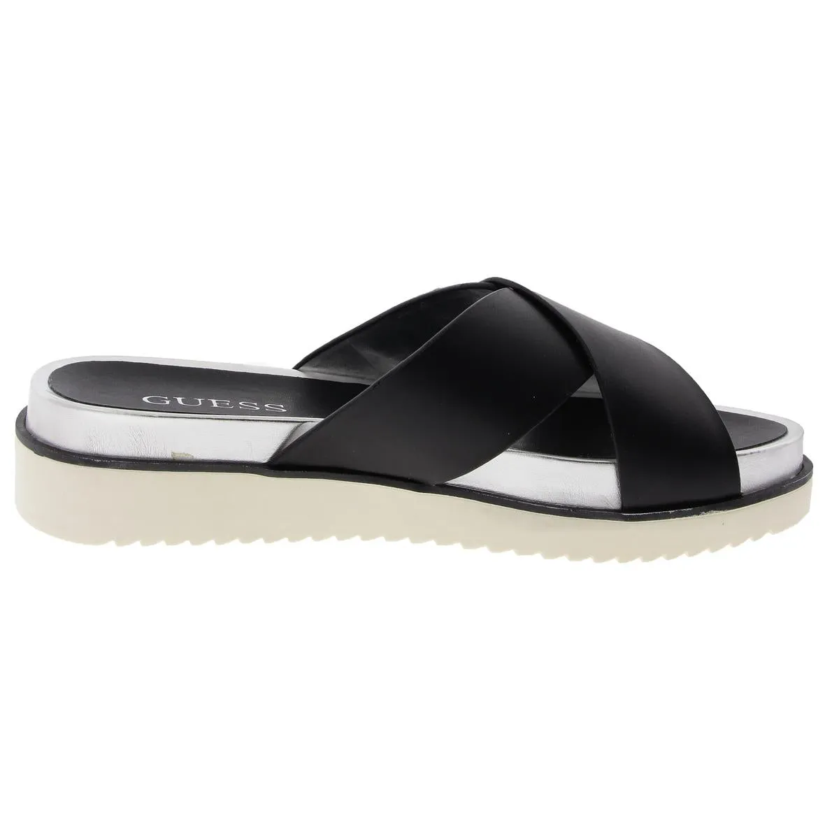 Womens Criss-Cross Manmade Slide Sandals