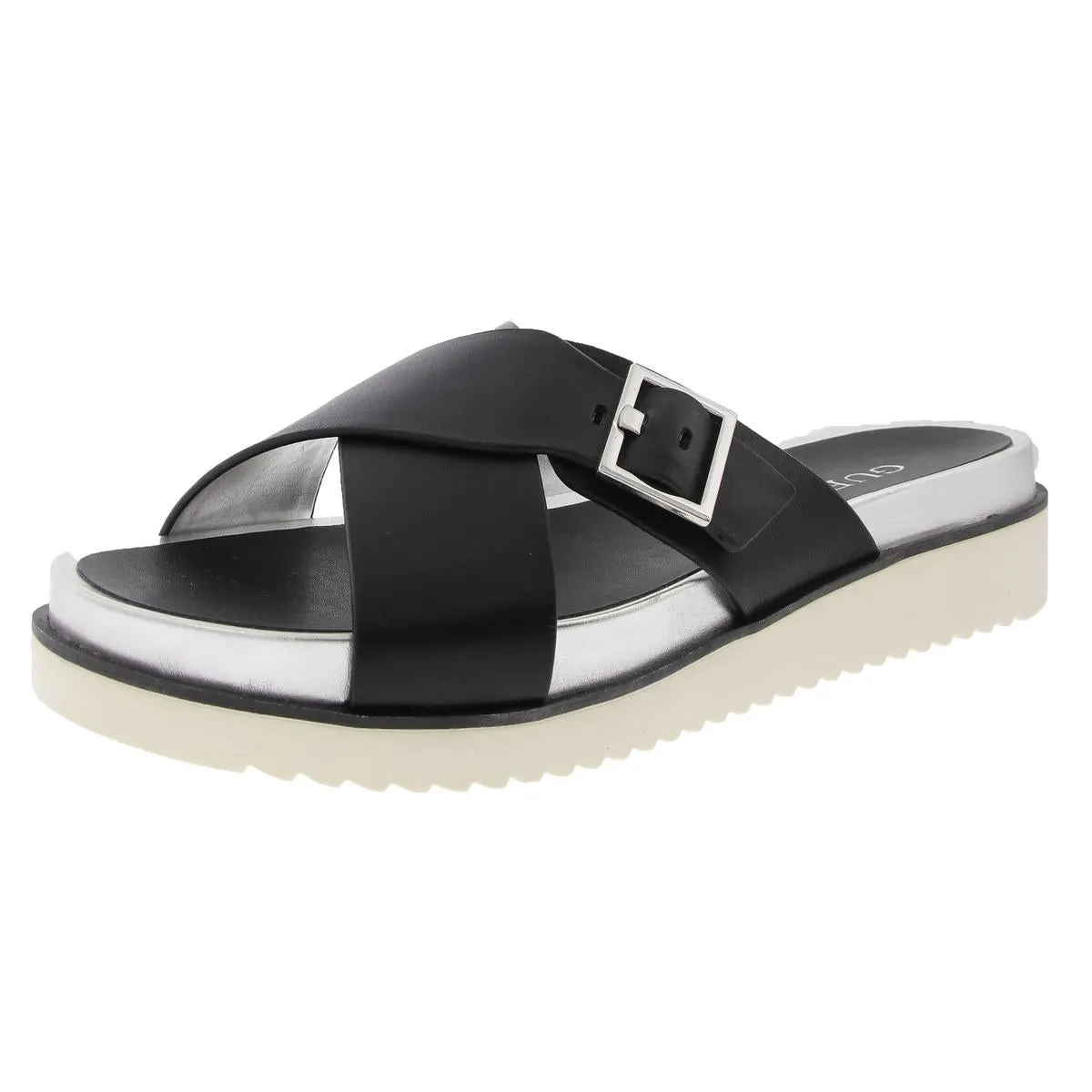 Womens Criss-Cross Manmade Slide Sandals