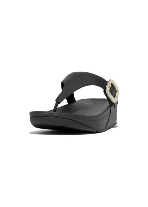 Women's Crystal Tong Buckle Platform Flip Flop In Black