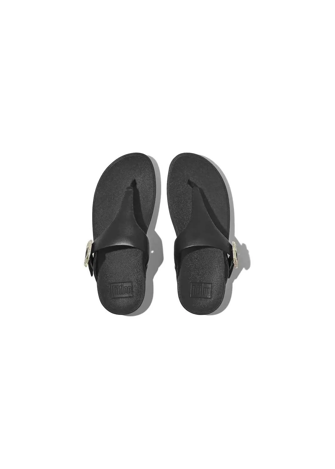 Women's Crystal Tong Buckle Platform Flip Flop In Black