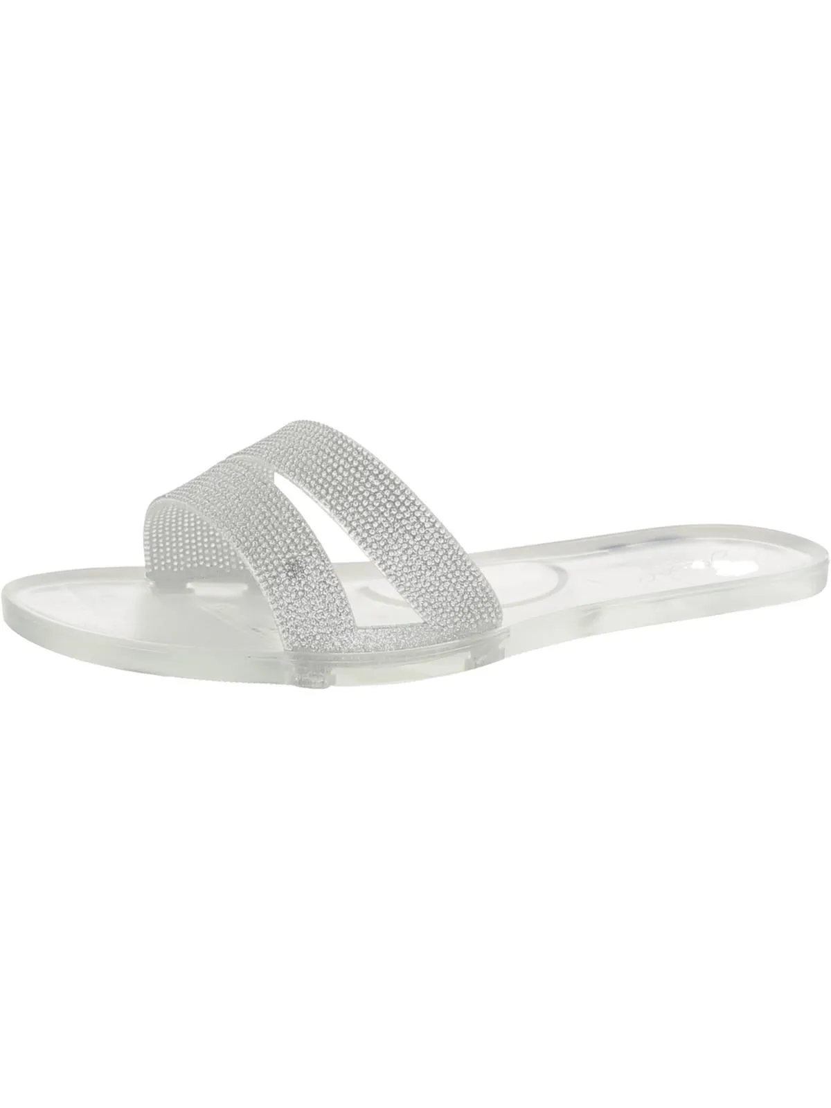 Womens Embellished Flat Slide Sandals