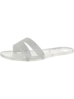 Womens Embellished Flat Slide Sandals