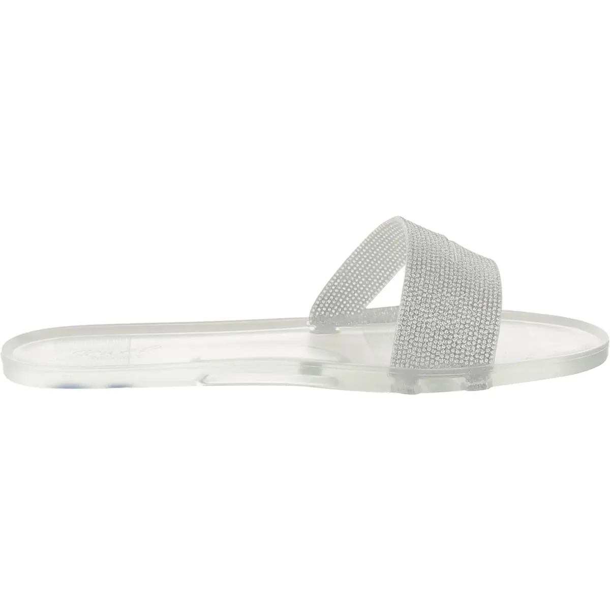Womens Embellished Flat Slide Sandals