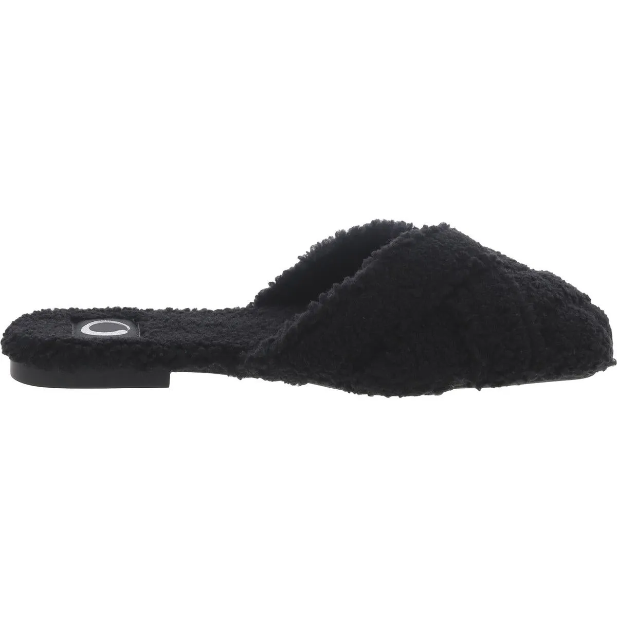Womens Faux Fur Square Toe Mule Sandals