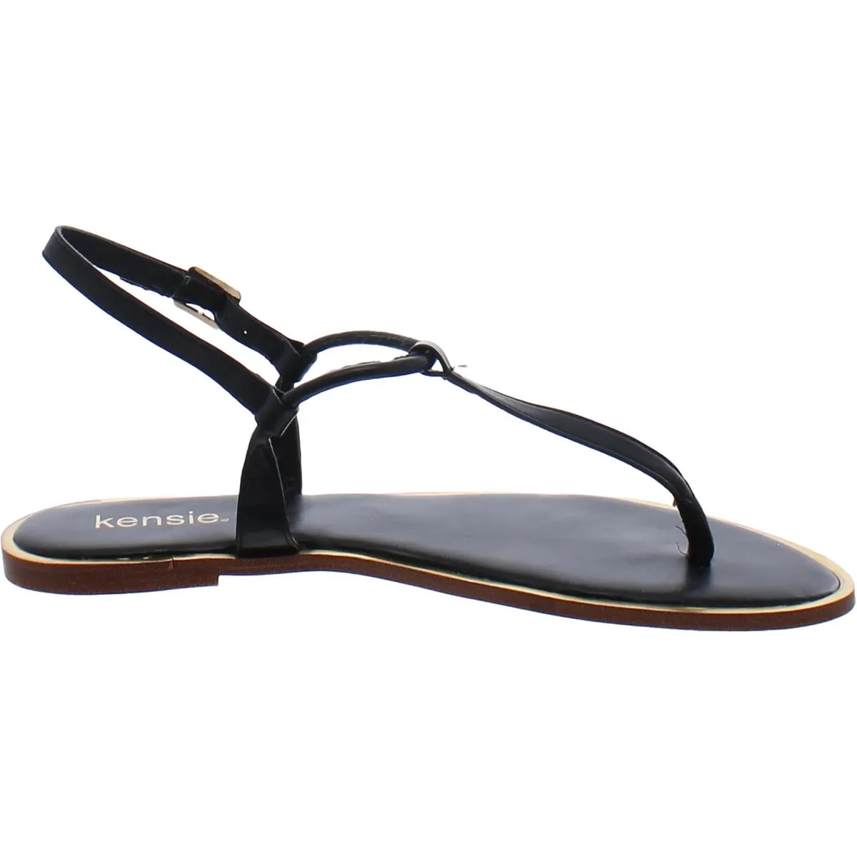 Womens Faux Leather Ankle Strap T-Strap Sandals