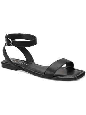 Womens Faux Leather Buckle Ankle Strap