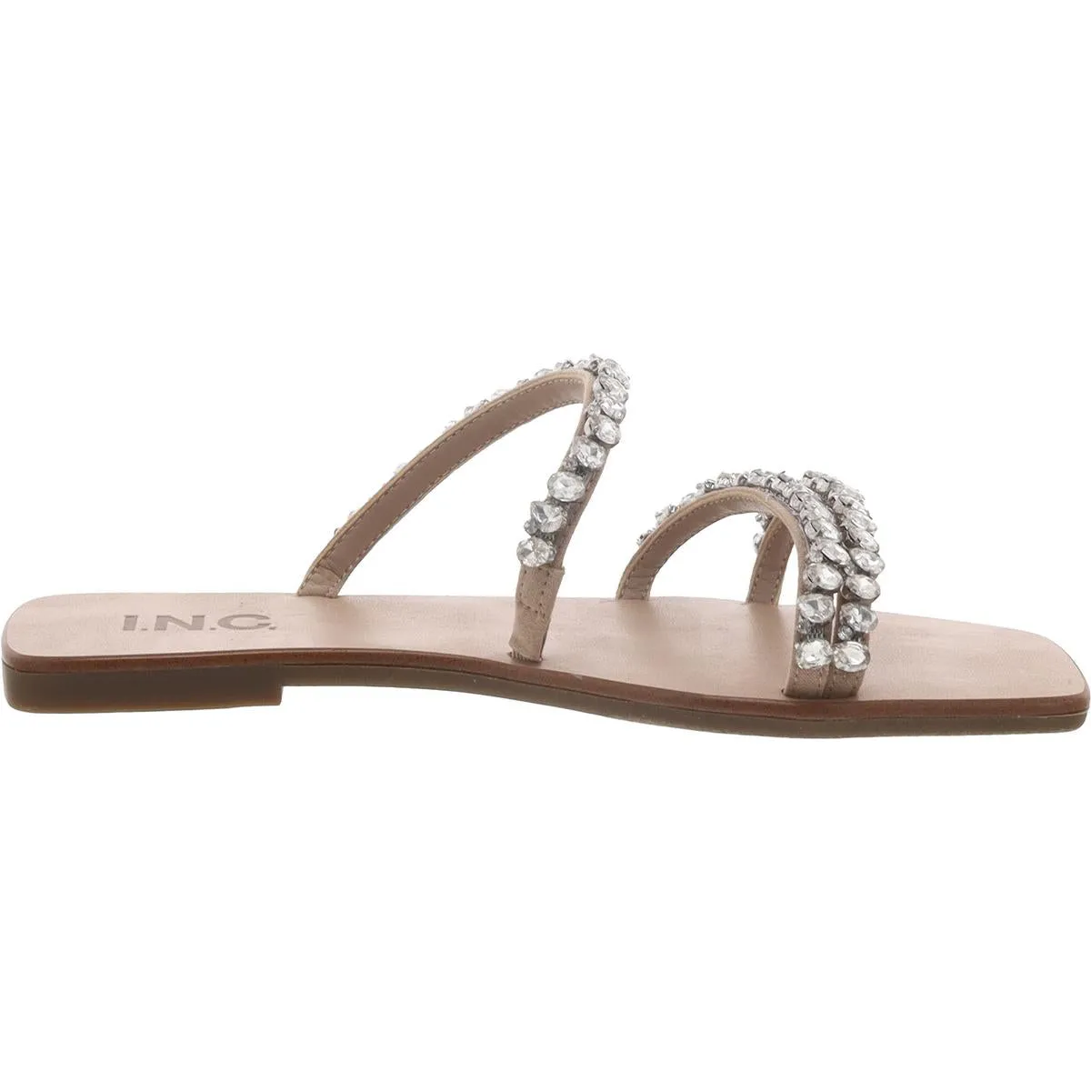Womens Faux Leather Laceless Slide Sandals