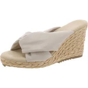 Womens Faux Leather Open Toe Wedge Sandals