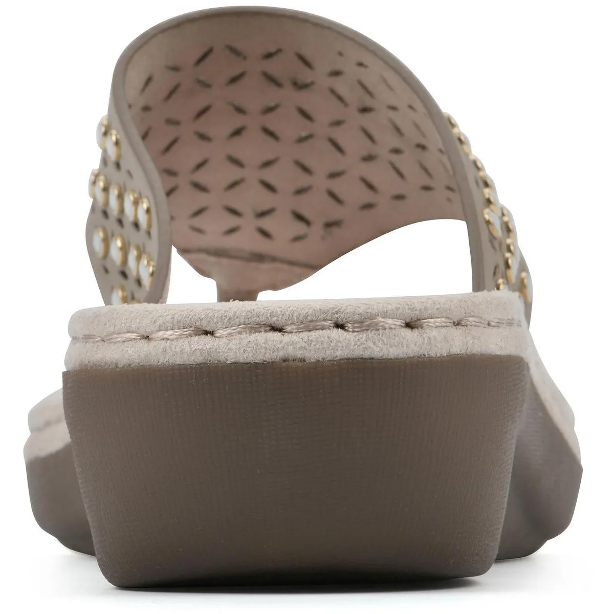 Womens Faux Leather Padded Heel Thong Sandals