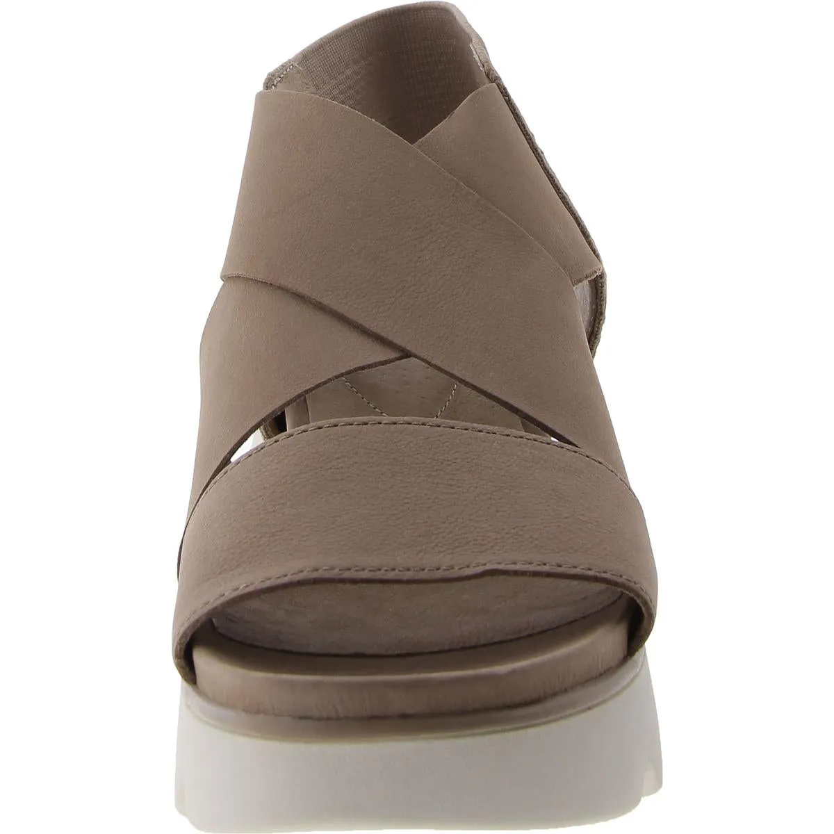Womens Faux Leather Round toe Wedge Sandals
