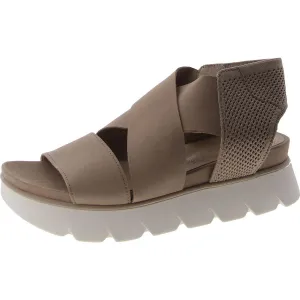 Womens Faux Leather Round toe Wedge Sandals