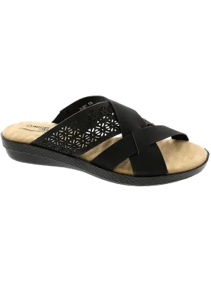 Womens Faux Leather Sip On Slide Sandals