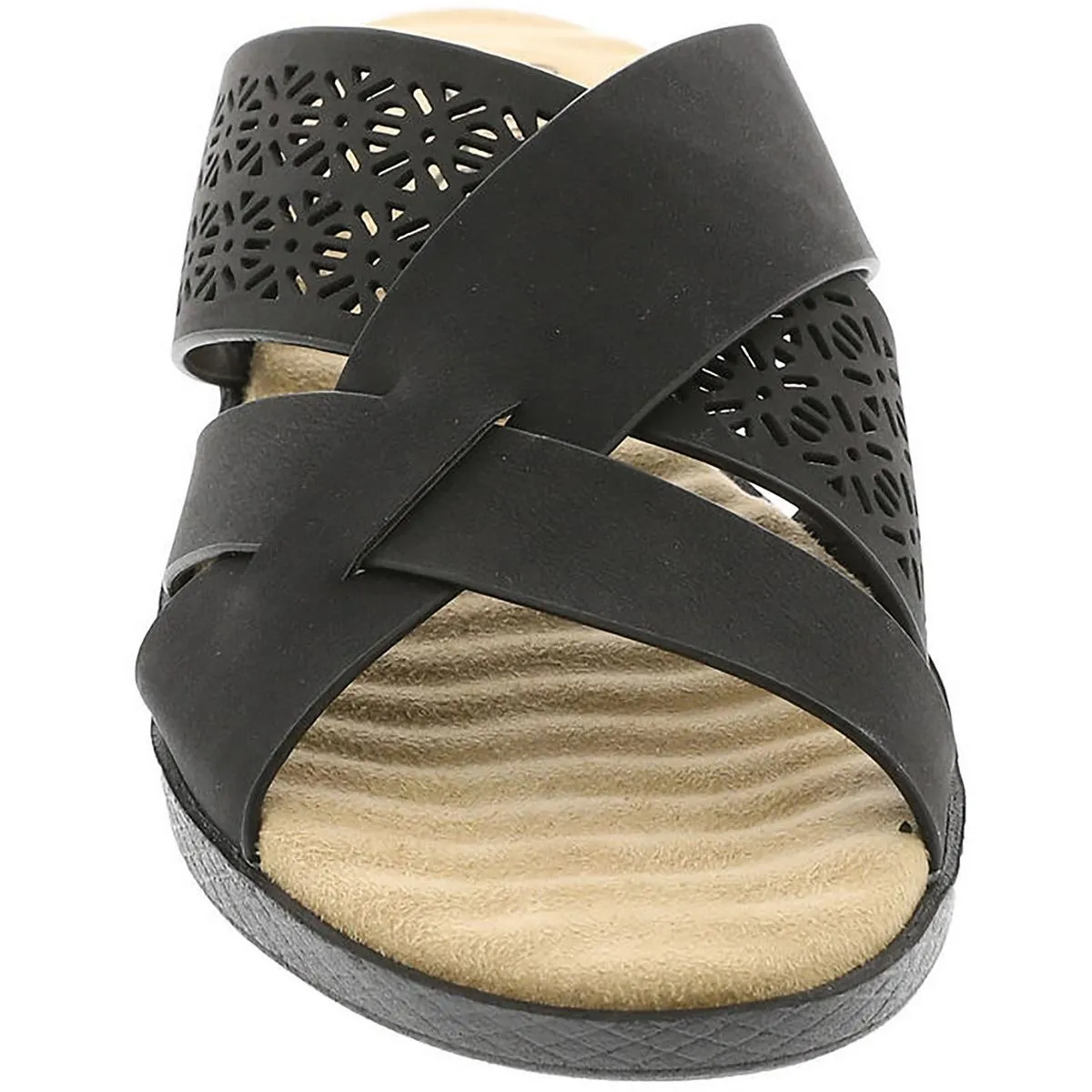 Womens Faux Leather Sip On Slide Sandals