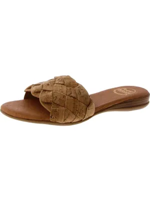 Womens Faux Leather Slip On Slide Sandals