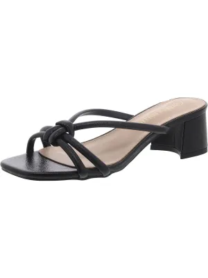 Womens Faux Leather Square toe Block Heel