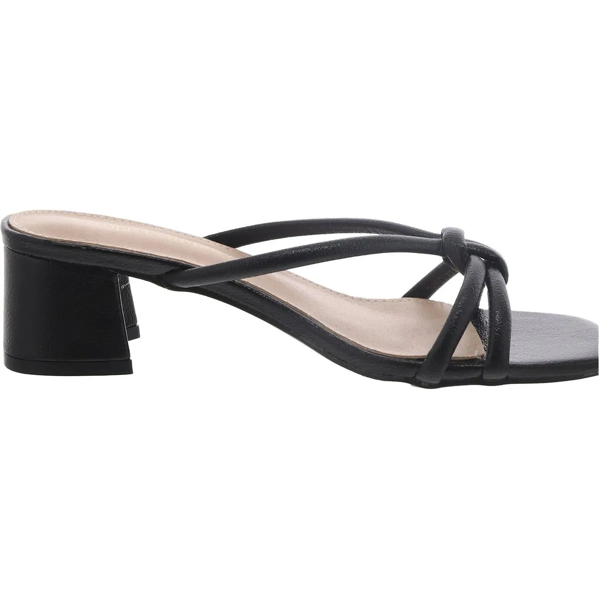 Womens Faux Leather Square toe Block Heel