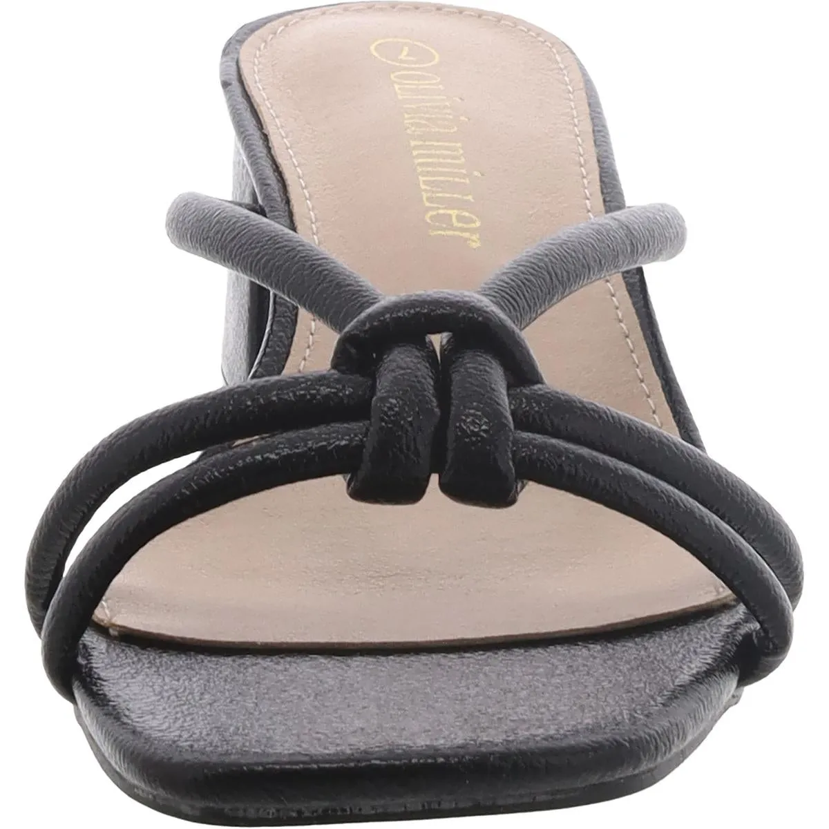 Womens Faux Leather Square toe Block Heel