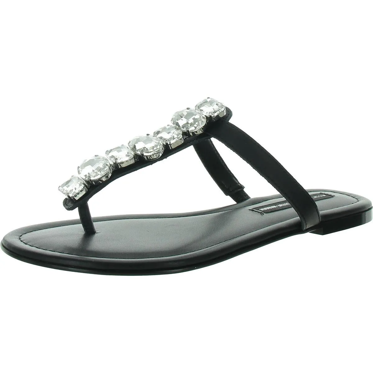 Womens Faux Leather T-Strap Thong Sandals