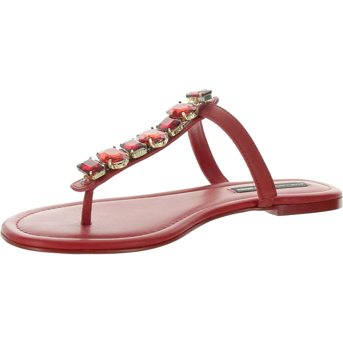 Womens Faux Leather T-Strap Thong Sandals