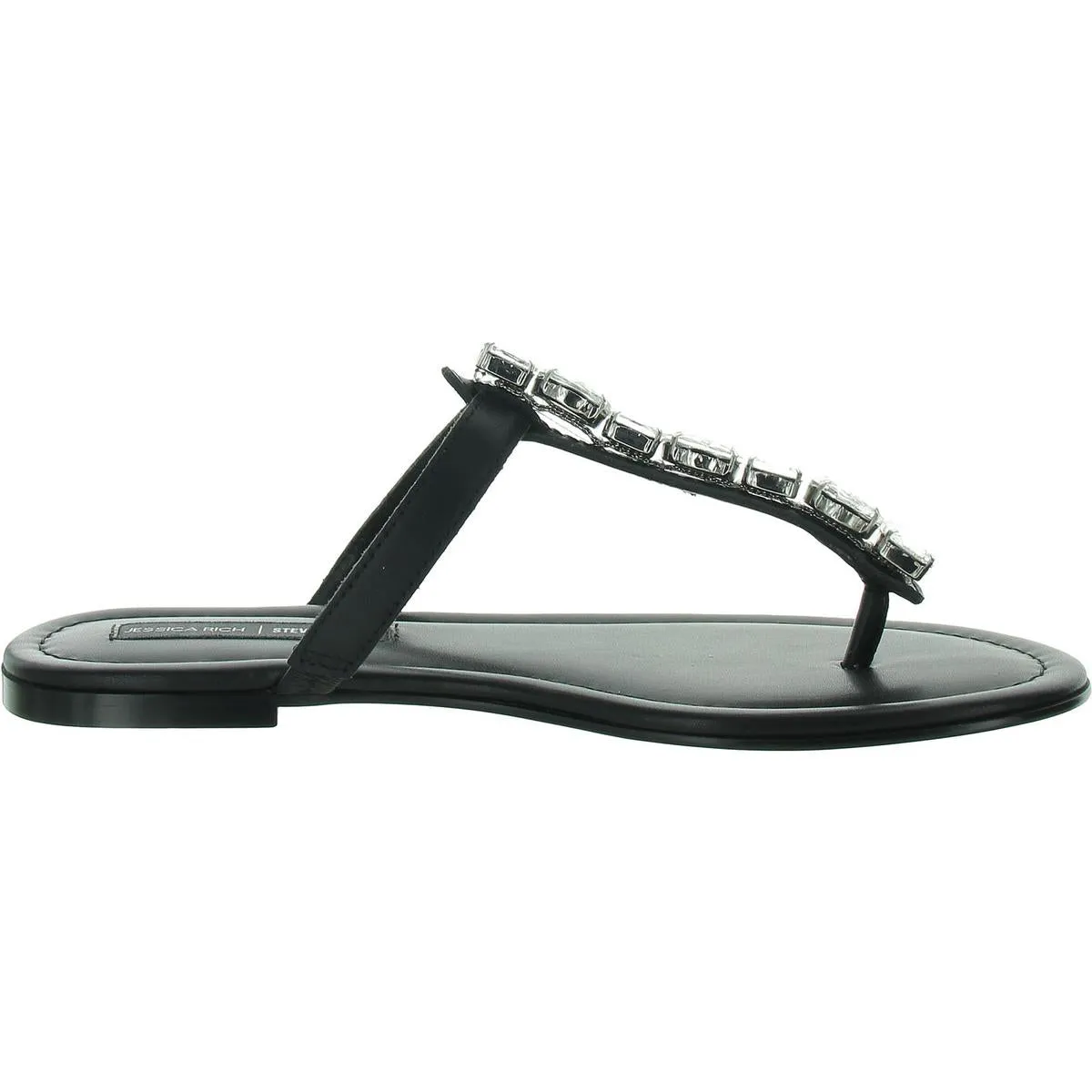 Womens Faux Leather T-Strap Thong Sandals