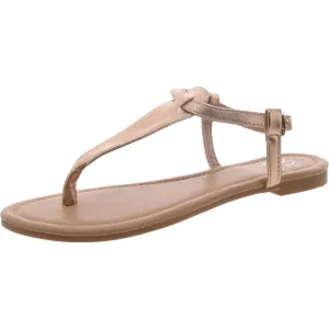 Womens Faux Leather Thong Ankle Strap