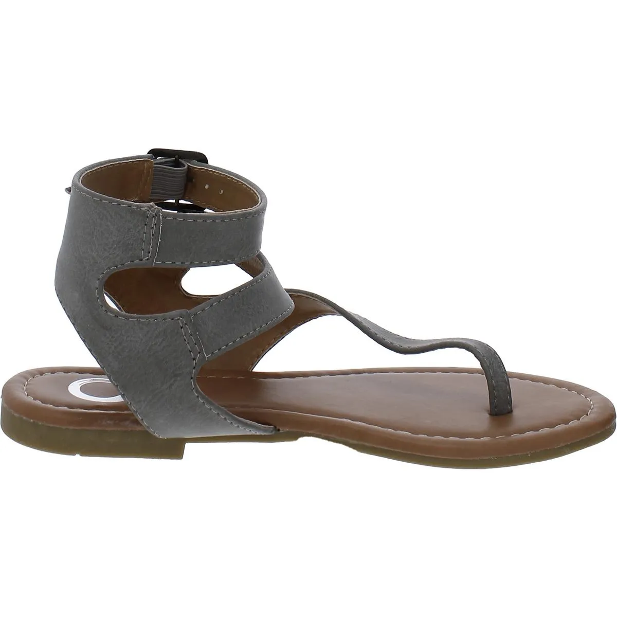 Womens Faux Leather Thong Ankle Strap