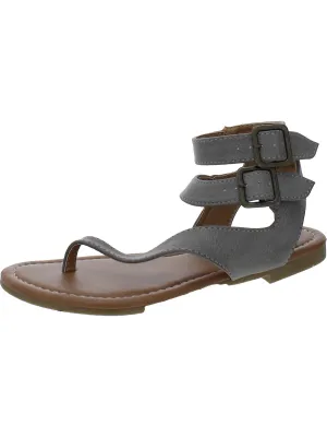 Womens Faux Leather Thong Ankle Strap