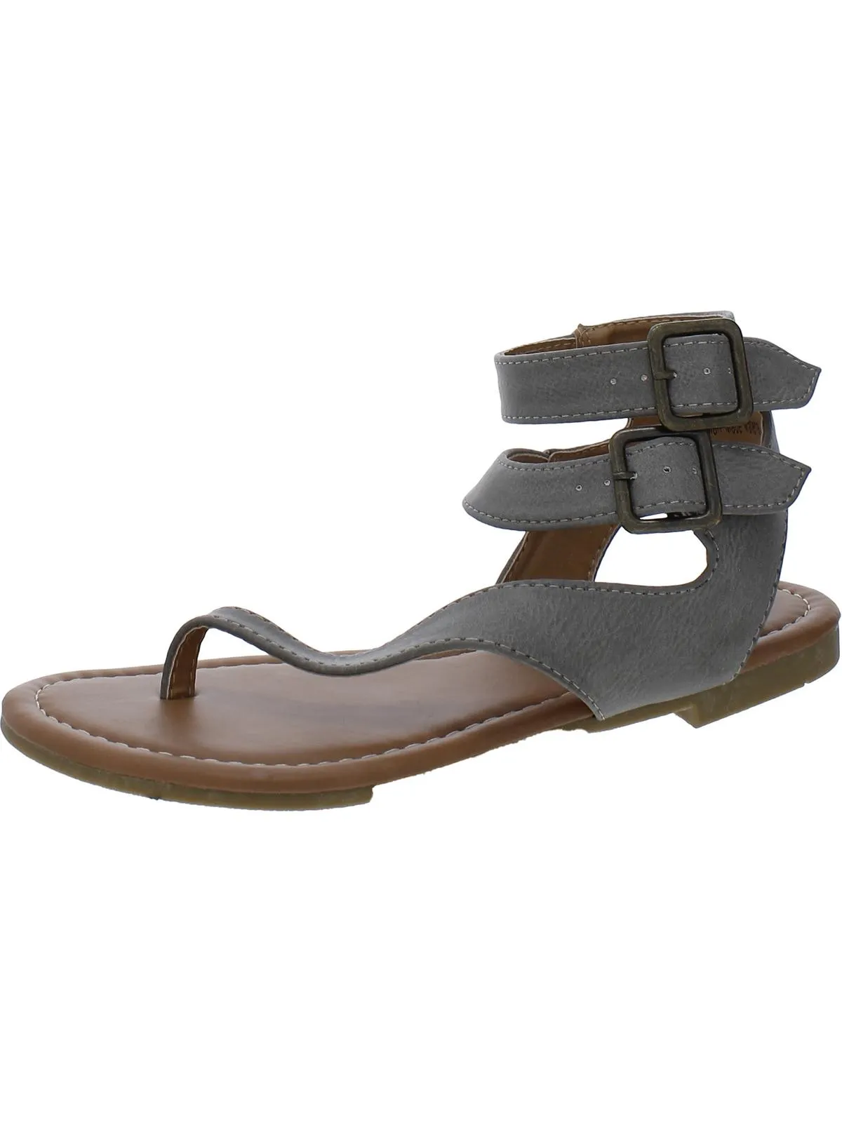 Womens Faux Leather Thong Ankle Strap