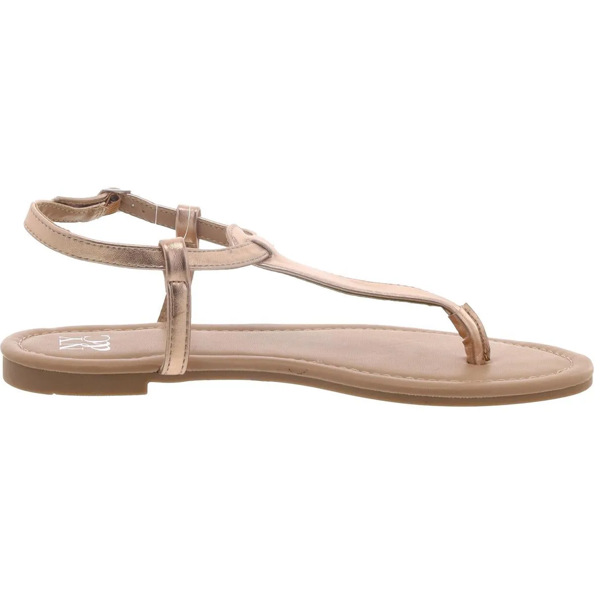 Womens Faux Leather Thong Ankle Strap