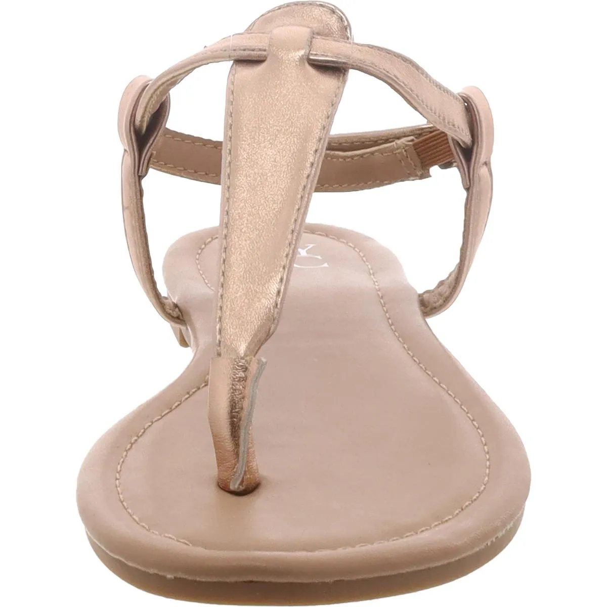 Womens Faux Leather Thong Ankle Strap