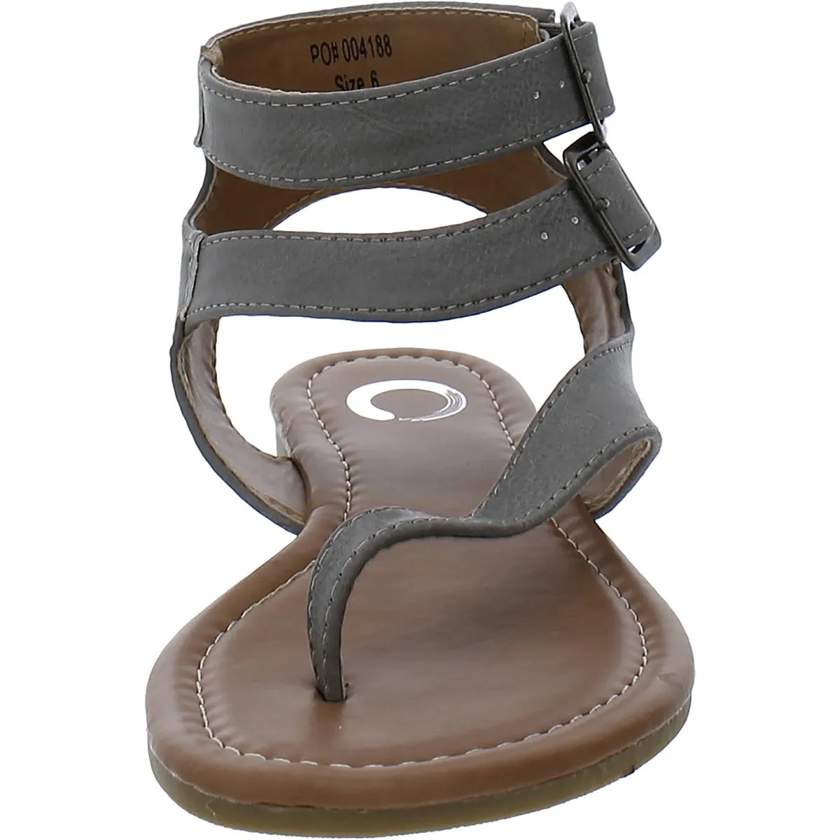 Womens Faux Leather Thong Ankle Strap