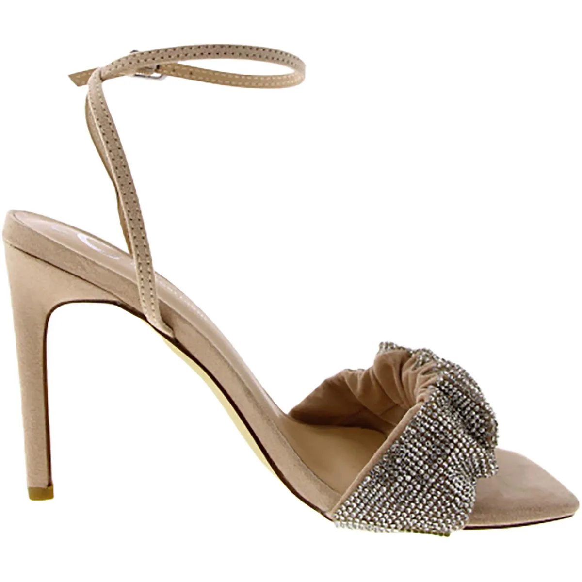 Womens Faux Suede Embellished Heels