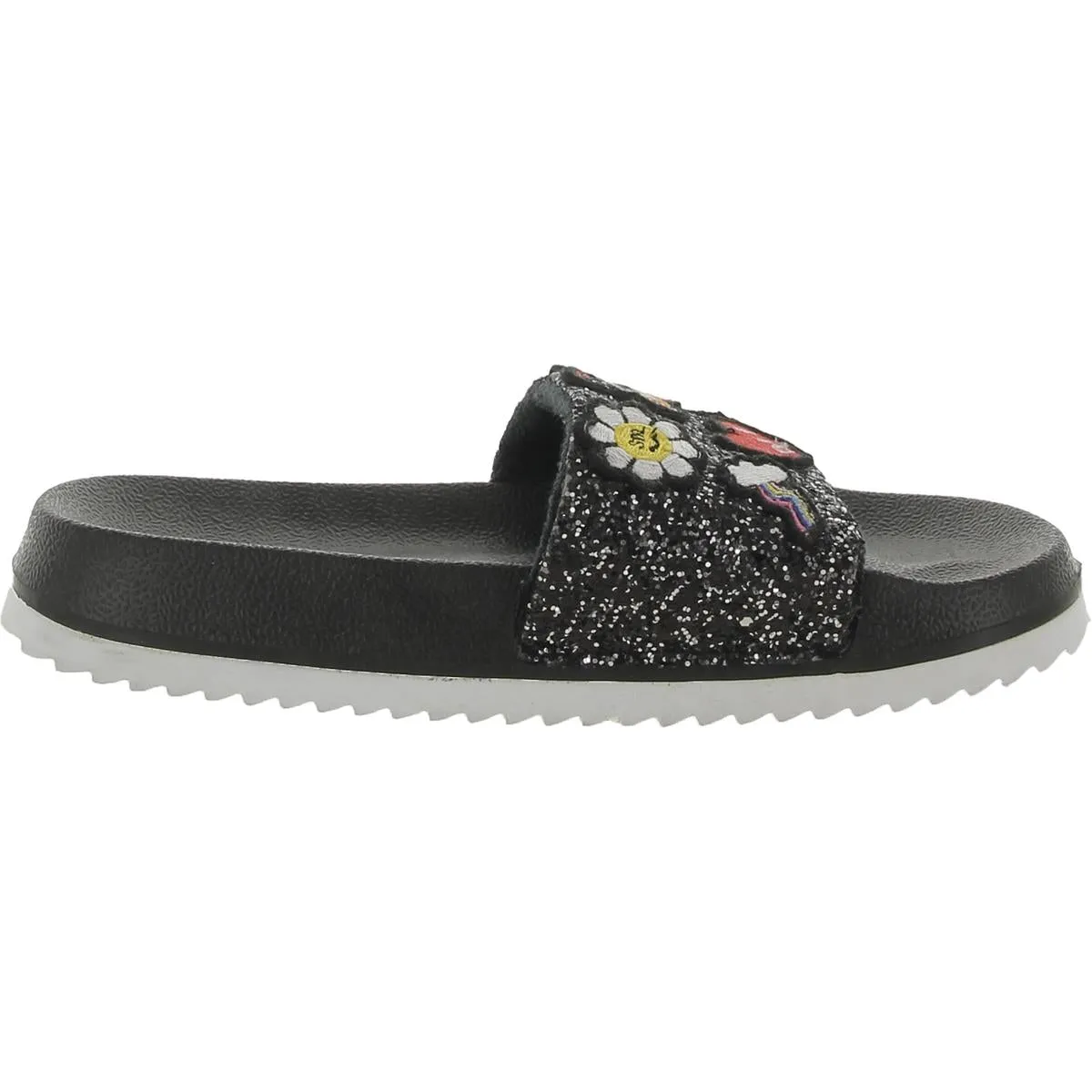 Womens Glitter Textured Slide Sandals