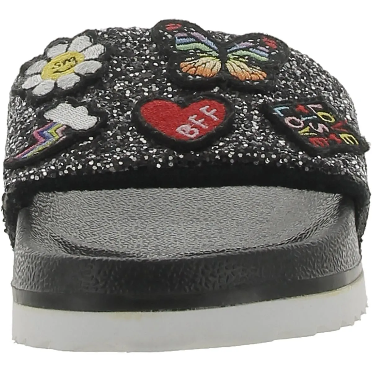 Womens Glitter Textured Slide Sandals