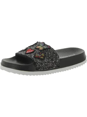 Womens Glitter Textured Slide Sandals