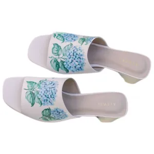 Women's Hand-Painted Hydrangea Heels In Beige
