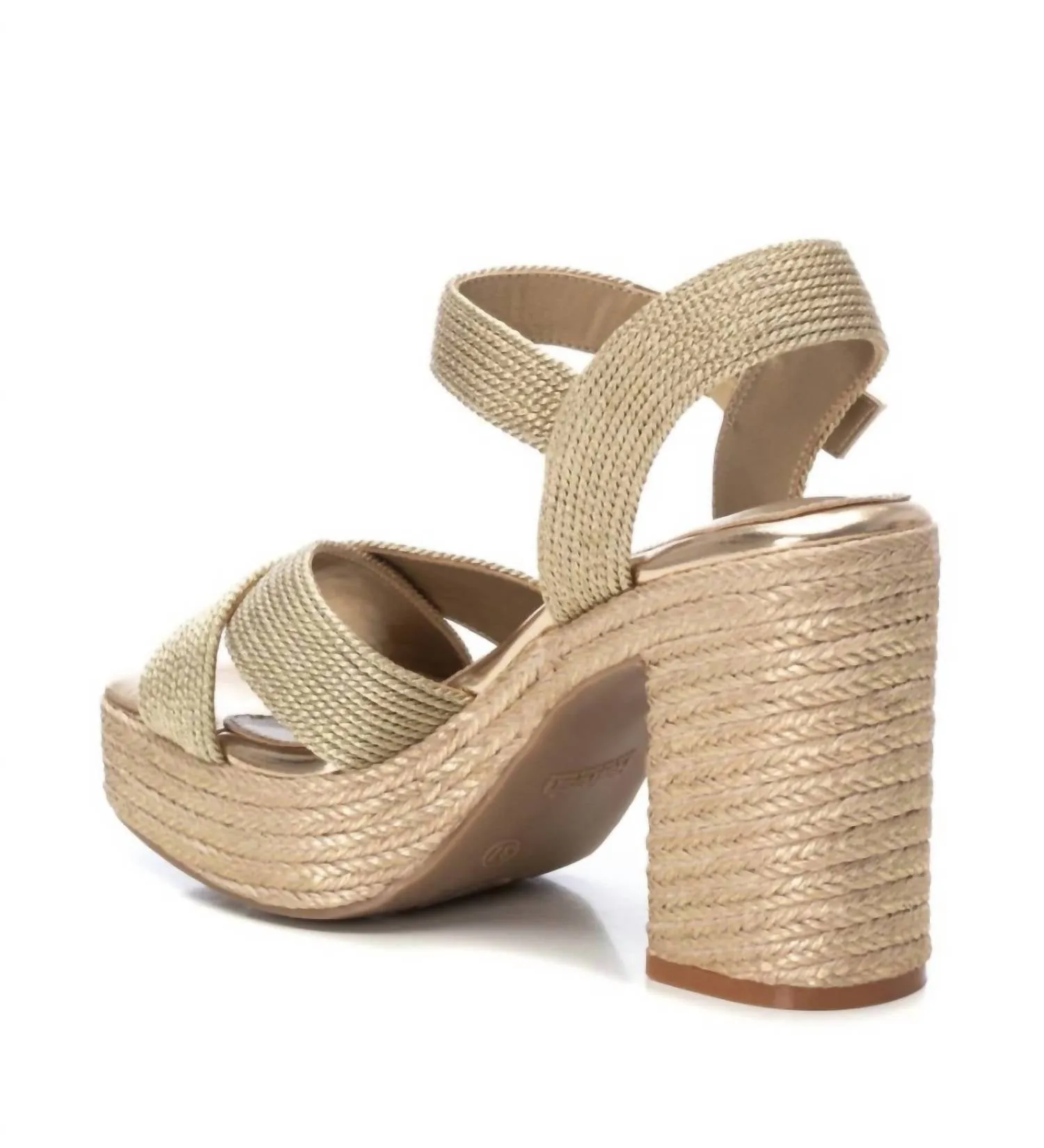 Women's Heeled Jute Platform Sandals In Gold