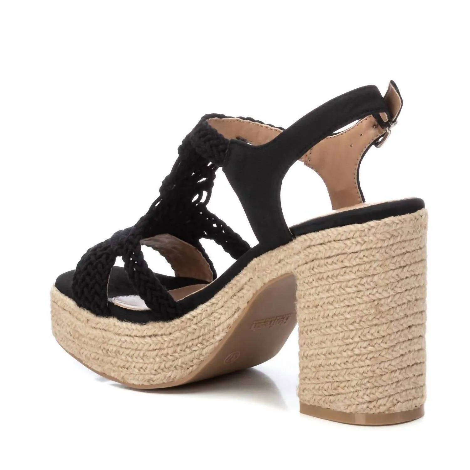 Women's Heeled Jute Sandals In Black