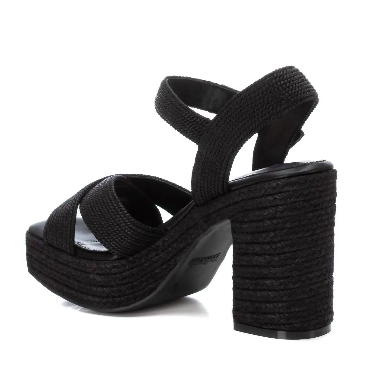 Women's Heeled Jute Sandals In Black