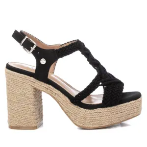 Women's Heeled Jute Sandals In Black