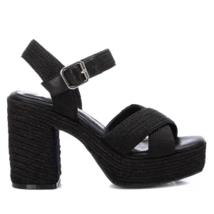 Women's Heeled Jute Sandals In Black