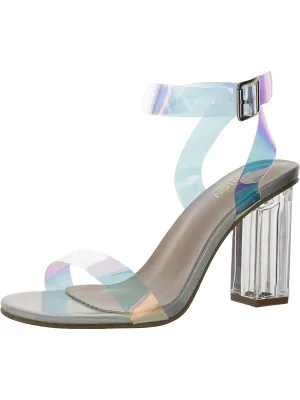 Womens Iridescent Ankle Strap Heels