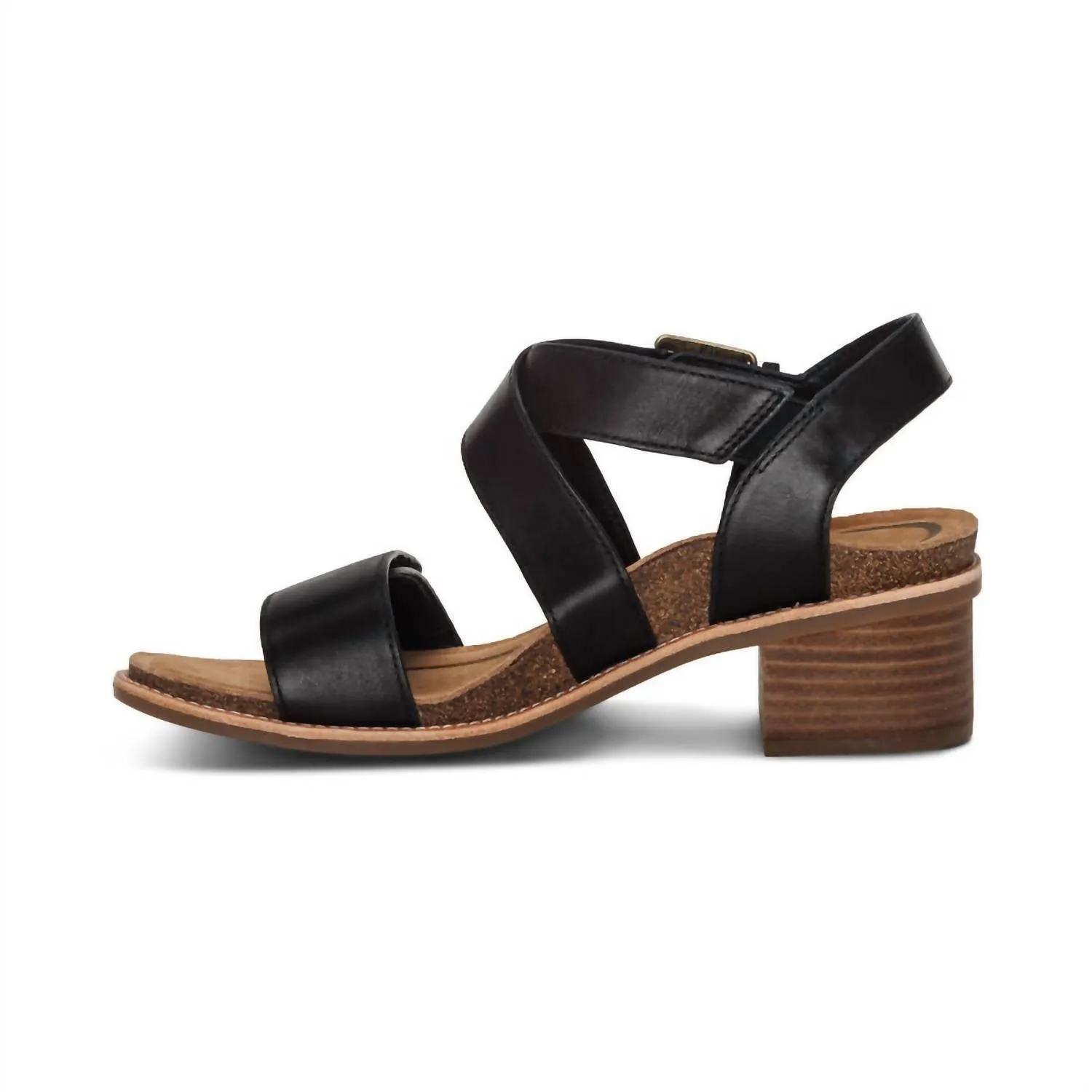 Women's Kristin Adjustable Cross Strap Low Heel Sandals In Black