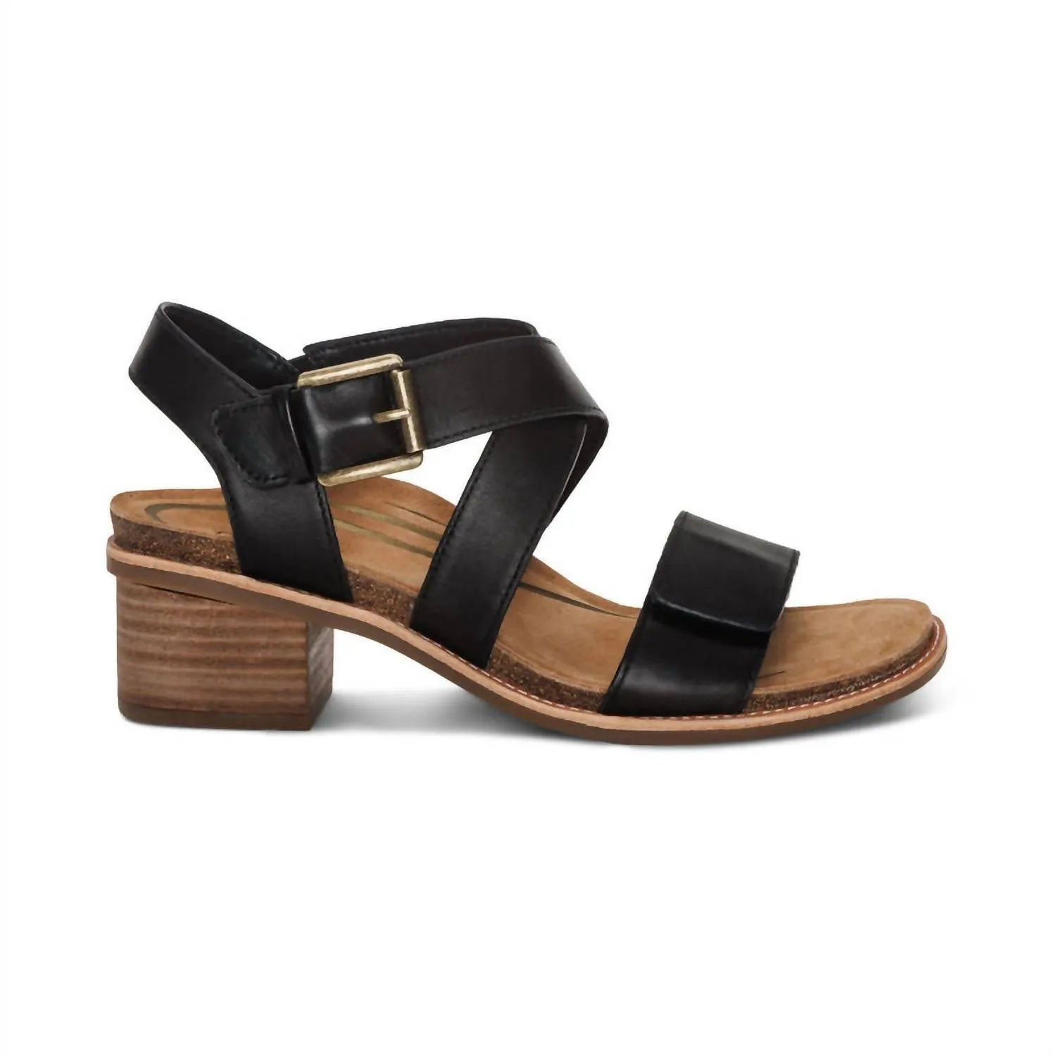 Women's Kristin Adjustable Cross Strap Low Heel Sandals In Black