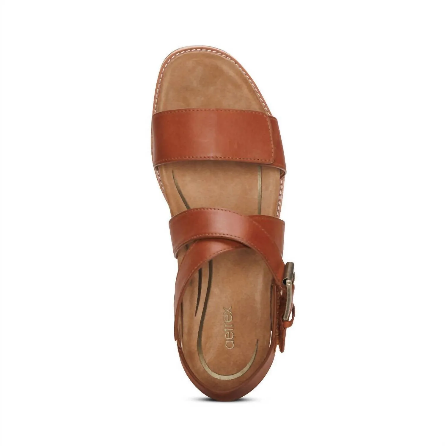 Women's Kristin Adjustable Cross Strap Low Heel Sandals In Cognac